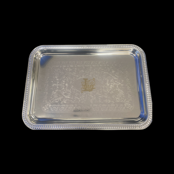 monogram lasered on serving tray
