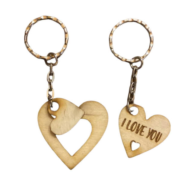 2 hearts keychain set