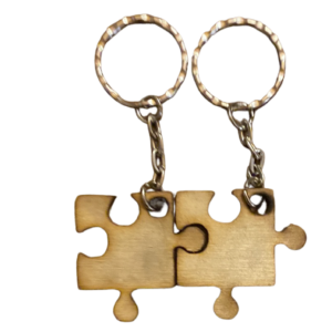 wood puzzle pieces keychain set